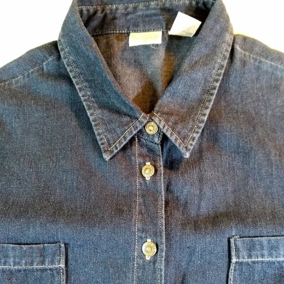 Vintage riveted by Lee women's soft denim short sleeve button down - Picture 4 of 12